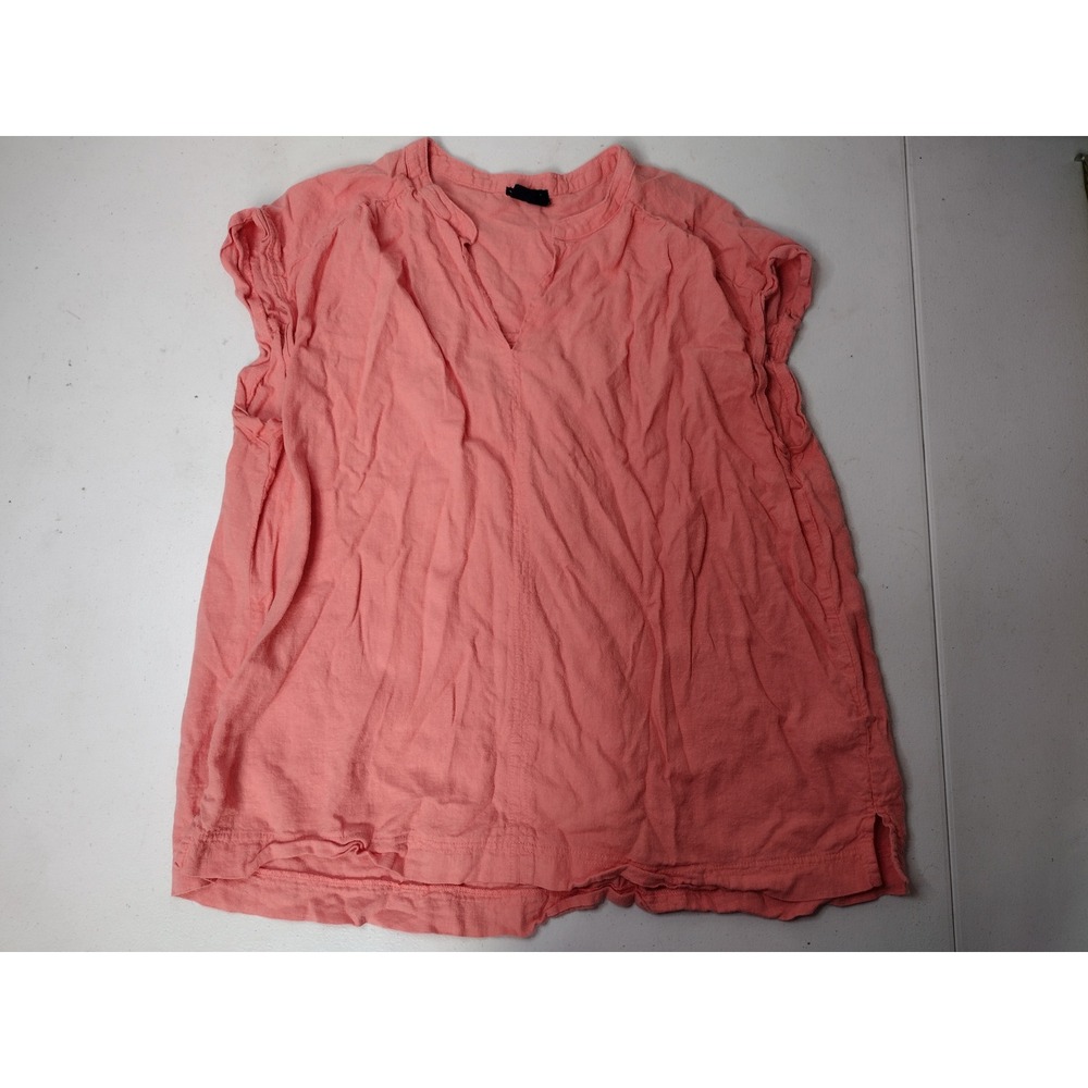 Splendid Womens XL Coral Pink Linen Blend Sleeveless Split V-Neck Top